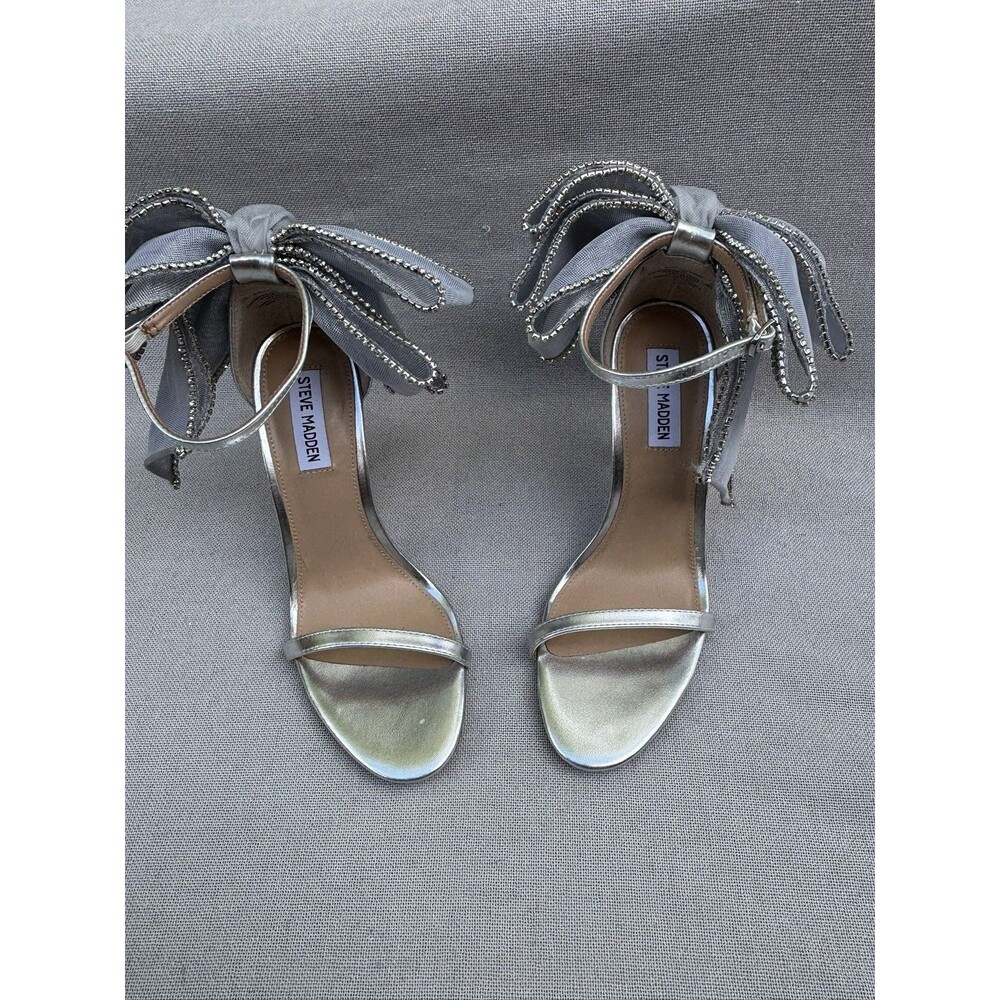 Steve Madden Benni-R Rhinestone Embellished Bow Back Dress Sandals Size 9 - Picture 6 of 12